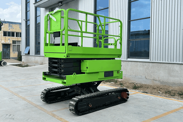 Green Bi-Leveling Tracked Scissor Lift